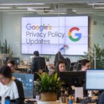 a-photo-of-a-google-office-with-a-large-screen-Google’s privacy policy updates